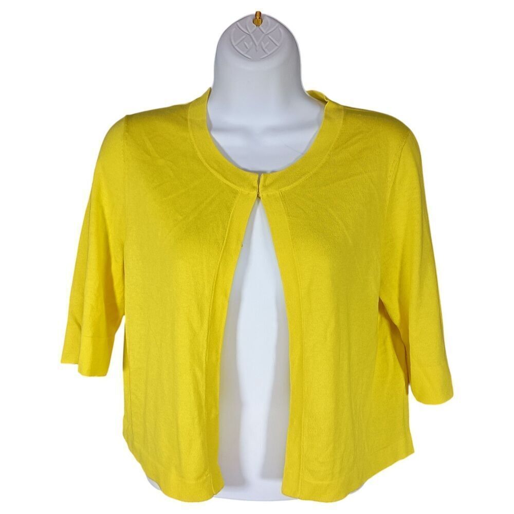 LK Bennett Crop Cardigan CD Karin Buttercup Yellow 3/4 Sleeve Silk Cotton Medium